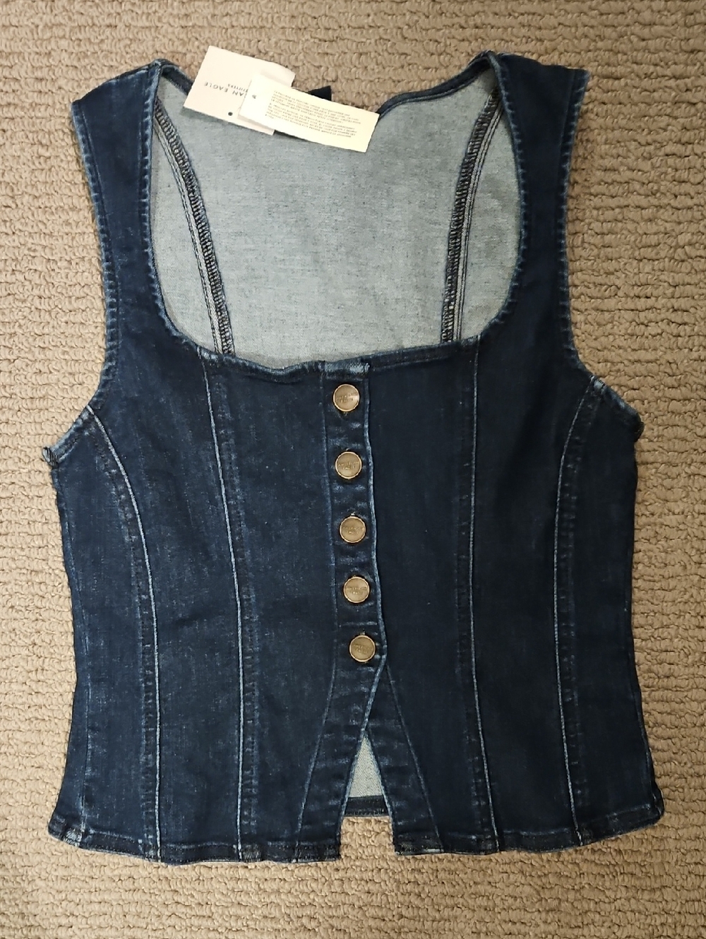 American Eagle Outfitters Dark Blue Denim Button Tank